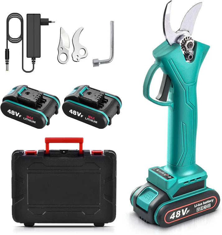 Foarfecă electrică pentru tăiere crengi și viță de vie, 48V, 2 acumulatori, diametru tăiere până la 30 mm, cu valiză transport