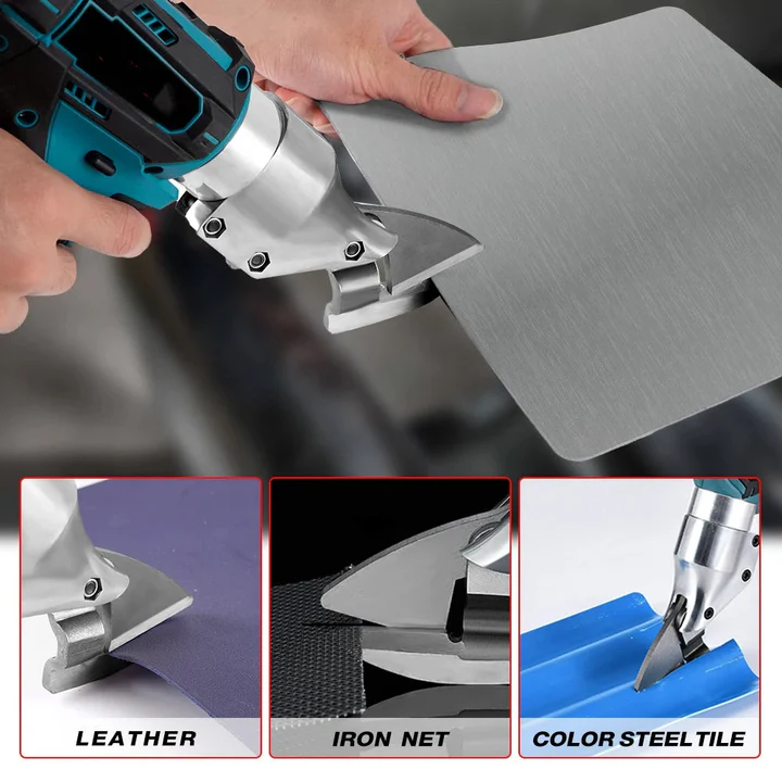 Foarfecă electrică pentru tăiat tablă, 48V, 2 acumulatori 2Ah, 2 trepte viteză, LED