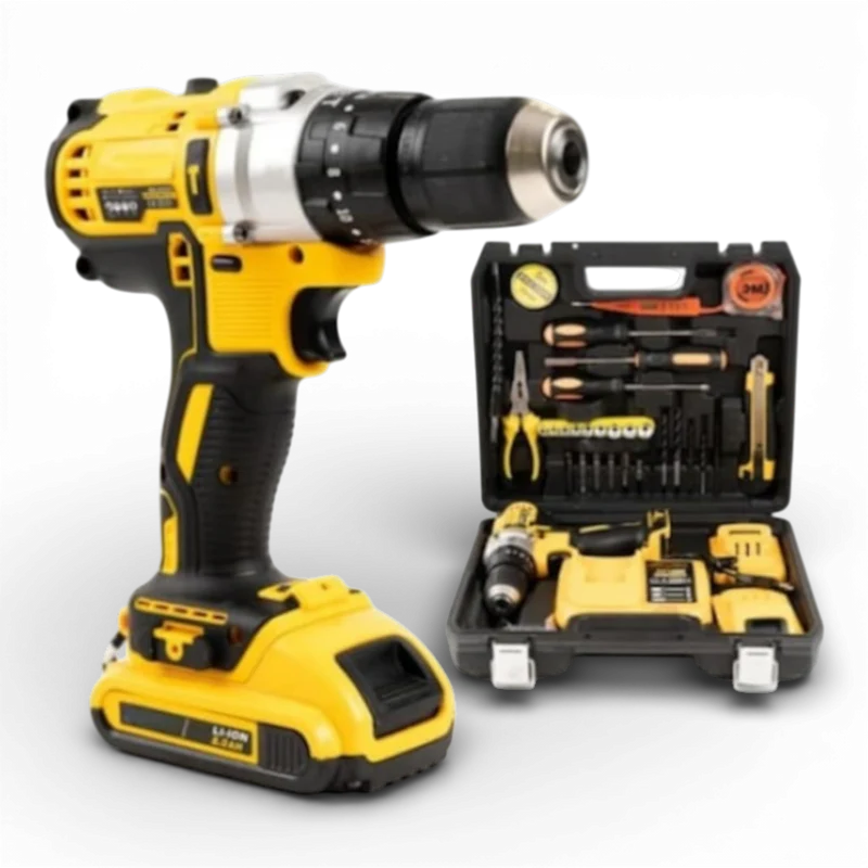 Bormasina cu percutie 48V, 2 acumulatori 8Ah, 30 accesorii, valiza