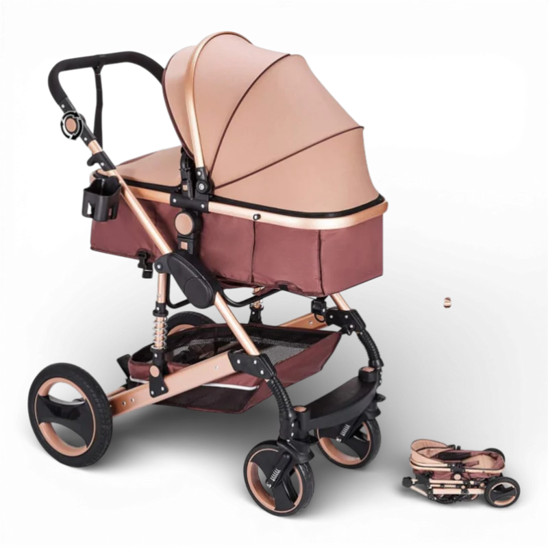 Carucior 2 in 1 pliabil pentru copii, landou si sport, 0-36 luni, suspensii, cos depozitare