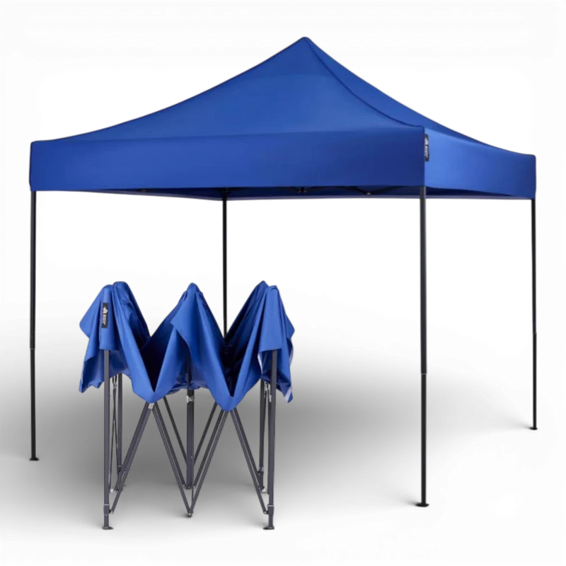 Cort pavilion pliabil 3x3 m albastru, cadru metalic, pentru gradina si evenimente