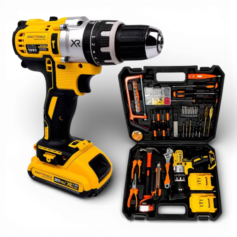 Masina de gaurit si insurubat 48V, 13 mm, 2 acumulatori, 119 accesorii