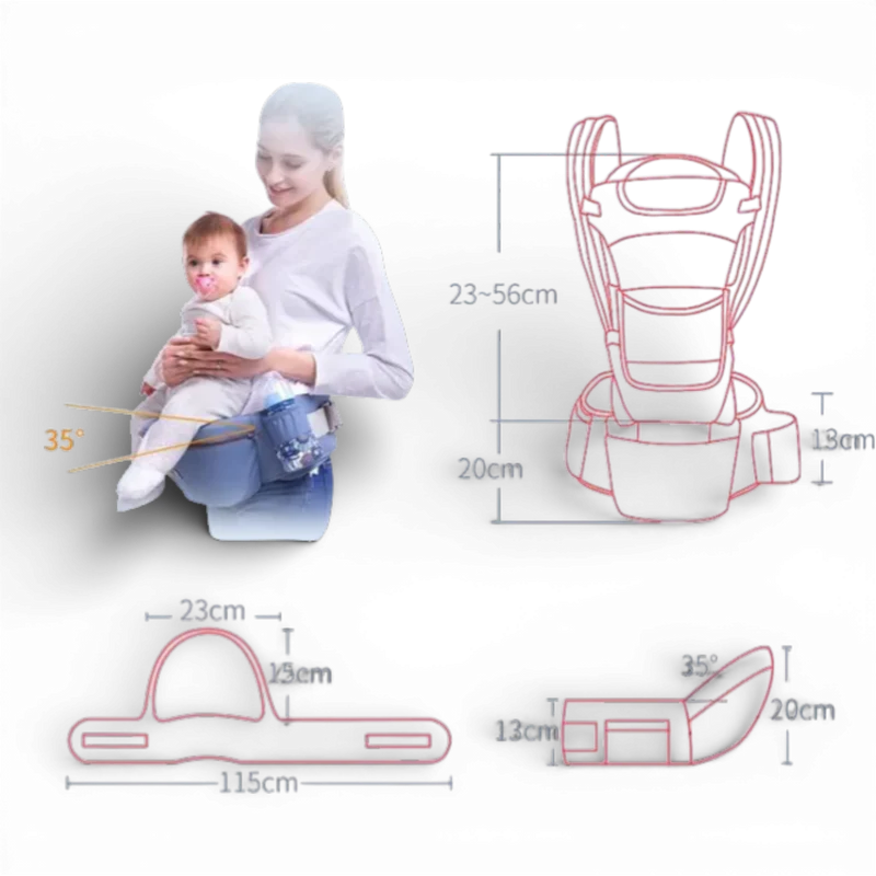 Marsupiu ergonomic multifunctional 15 in 1 pentru bebelusi, pana la 25 kg, albastru