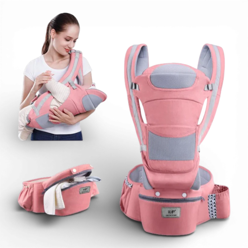 Marsupiu ergonomic multifunctional 15 in 1 pentru bebelusi, pana la 25 kg, roz