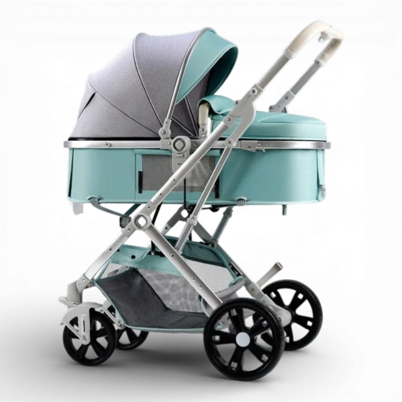 Carucior 2 in 1 pliabil pentru copii, landou si sport, 0-36 luni, suspensii, albastru