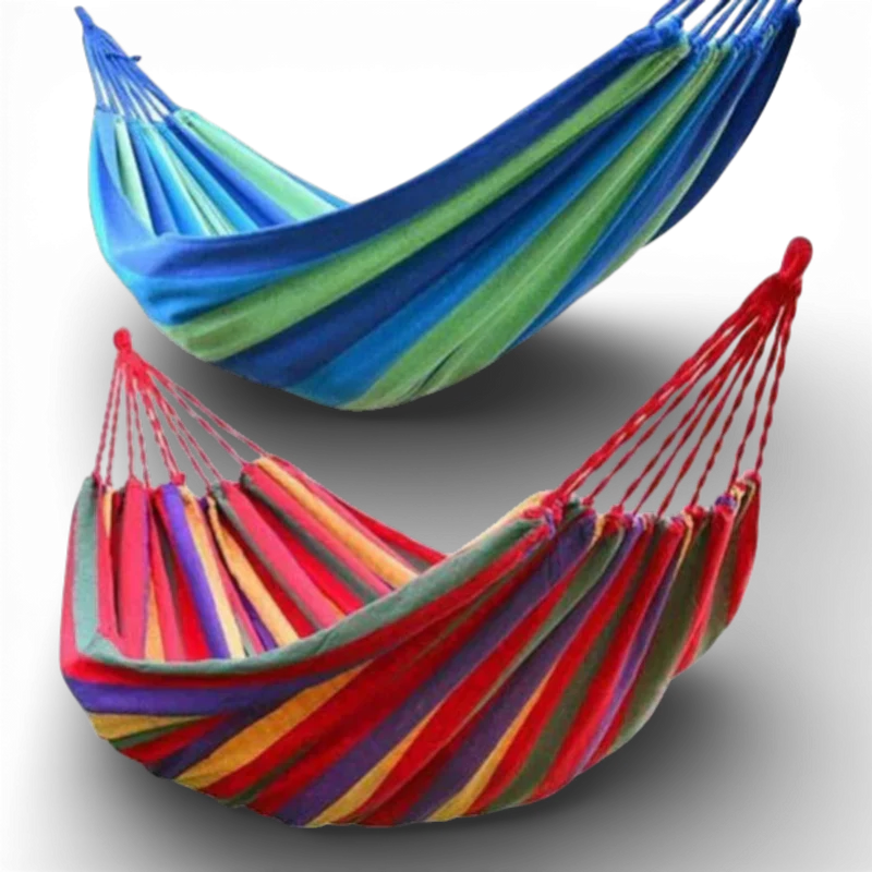Hamac multicolor din bumbac 170x75 cm, pentru gradina si camping