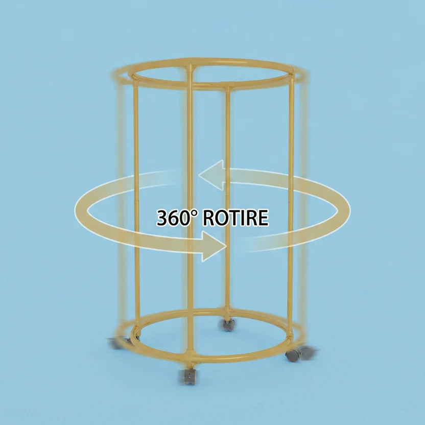 Suport rotund pentru haine cu roți, oțel inoxidabil cromat, capacitate 40 kg, diametru 80-90 cm